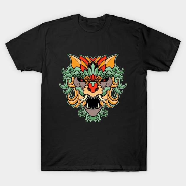 ETHNIC ORNAMENT WOLF HEAD ILLUSTRATION T-Shirt by masrxyan